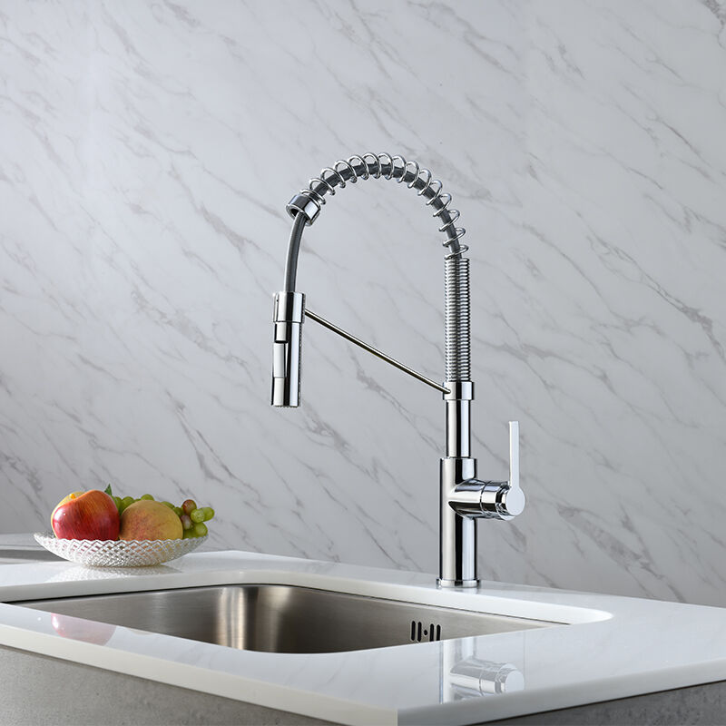 Single Hole Pull-Down Kitchen Faucet - Brass Chrome for Modern Sinks