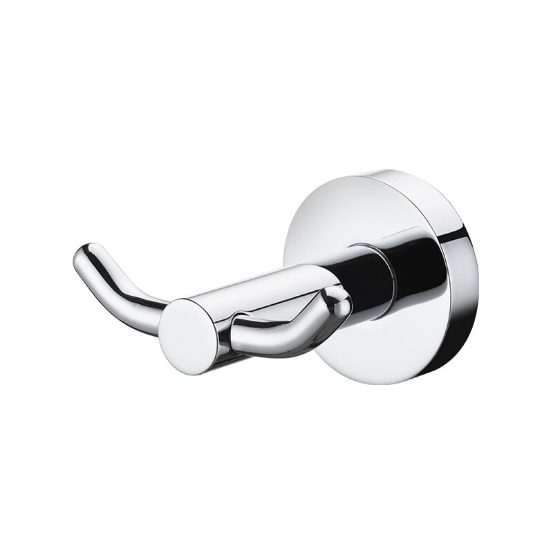 Chrome Bathroom Hooks for Towels -Modern Double Towel Hook Design Ideal for use as Robe & Towel Hooks 9513 T03059