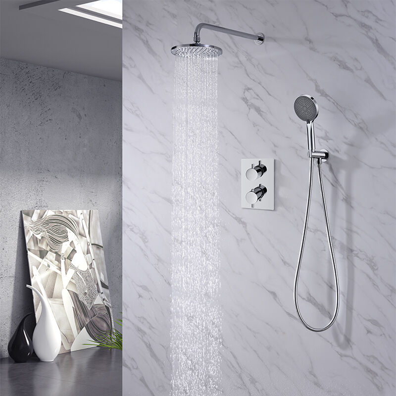 2 way Concealed Shower Set with Rainshower and Wall mounted shower holder 3 jet handshower and 8 inch rainshower