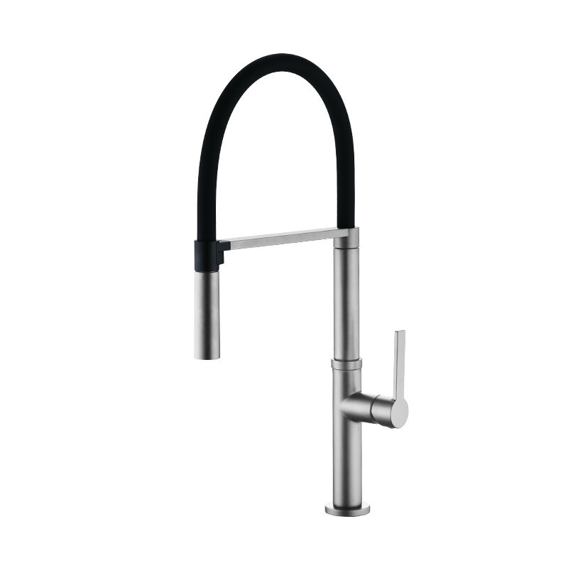 Single Handle Pull Down Brass Gooseneck Kitchen Faucet Slim High Arc Faucet