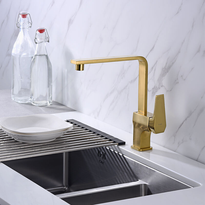 Brass Kitchen Faucet, Single Lever Kitchen Mixer, L Shape Mixer Tap