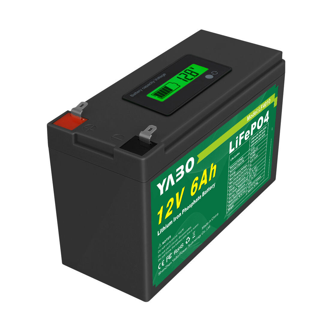 YABO LF4011 Cylindrical 12V 6Ah LiFePO4 Battery Rechargeable Lithium ...