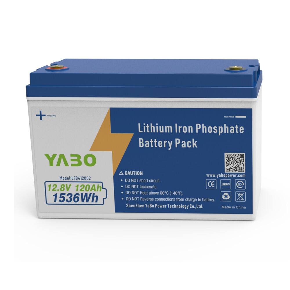 YABO High Capacity 12V 120Ah LiFePO4 Battery Pack Deep Cycle Lithium Iron Phosphate Battery for RV, Solar, Marine, and Off-Grid Power