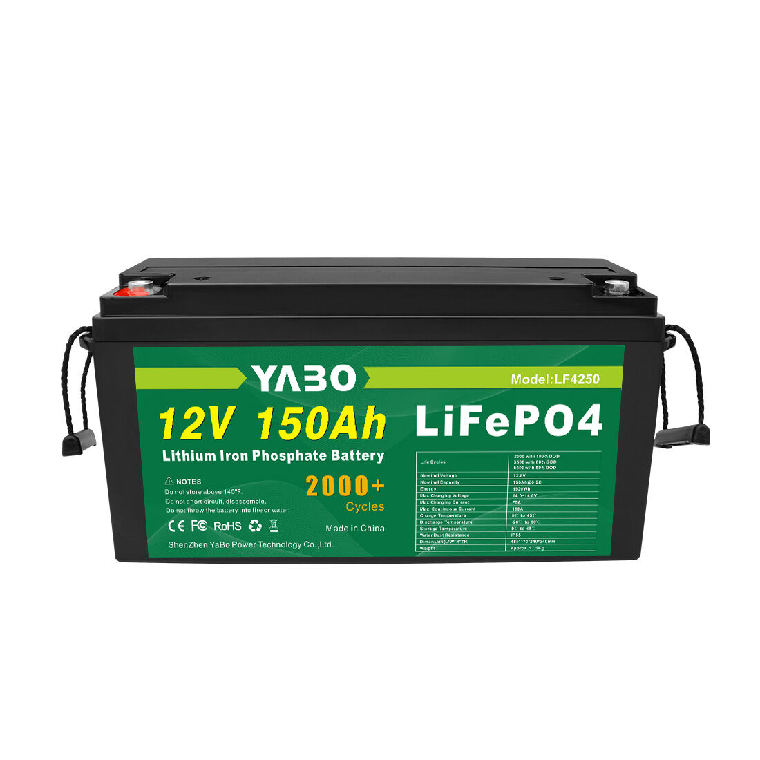 YABO 12V 150Ah 100Ah 170Ah LiFePO4 Batterie