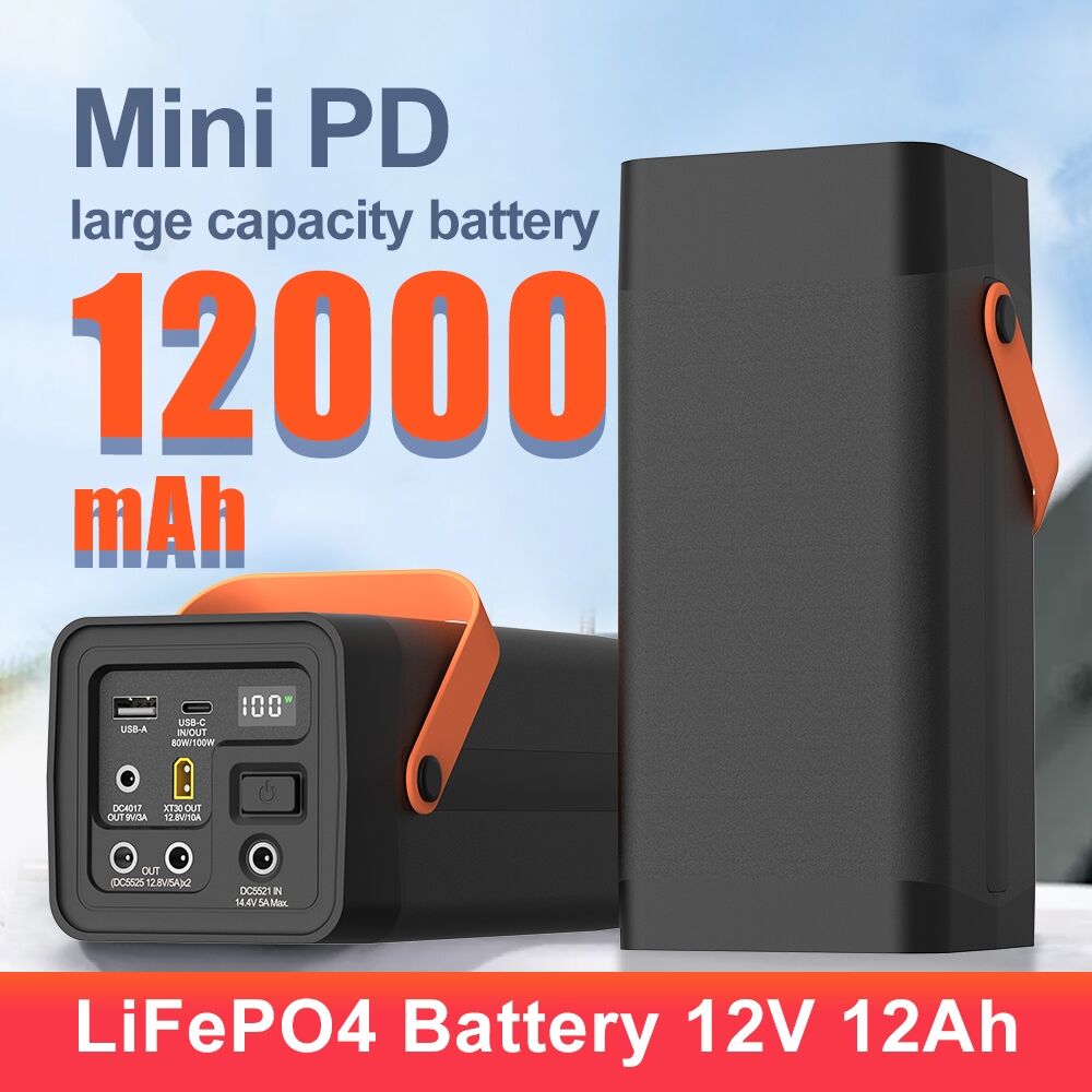 YABO Neues Design PB4200F Hochkapazitäts-12-V-12000-mAh-Tragbares LiFePO4-Power-Bank, Tragbare Stromquelle mit Schnellladefunktion für unterwegs