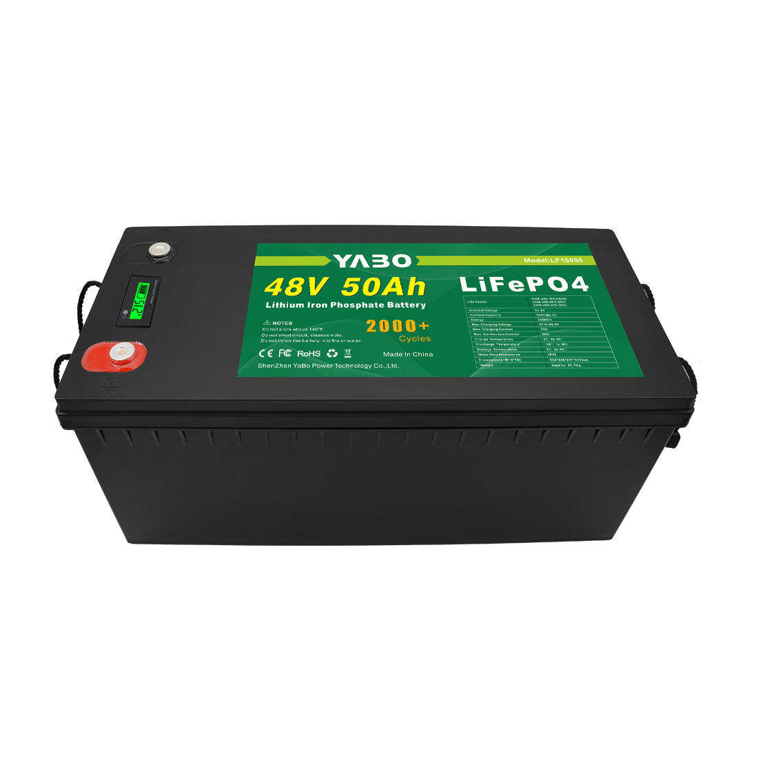 YABO YB-LP4850H Wiederaufladbarer 48V 50Ah LLiFePO4 Akku Energiespeicher Solarbatterie für Wohnmobile, Trollingmotoren, Solarenergie
