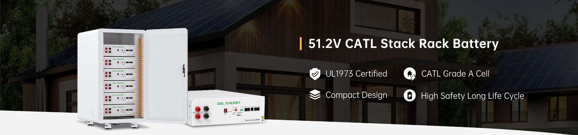 Venta caliente de baterías de litio de 5 Kwh de almacenamiento solar de celdas CATL de grado A de GSL ENERGY, batería Lifepo4 de 48 V y 51,2 V y 100 Ah para rack