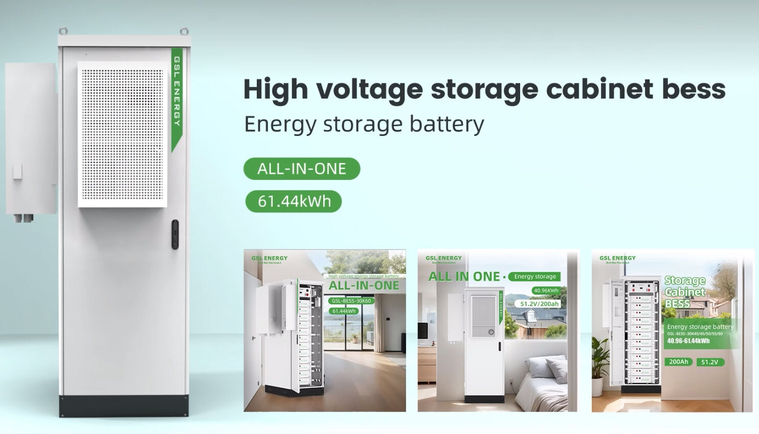 ตู้เก็บของแรงดันสูง ALL-IN-one 61.44kWh แบตเตอรี่จัดเก็บพลังงาน BESS