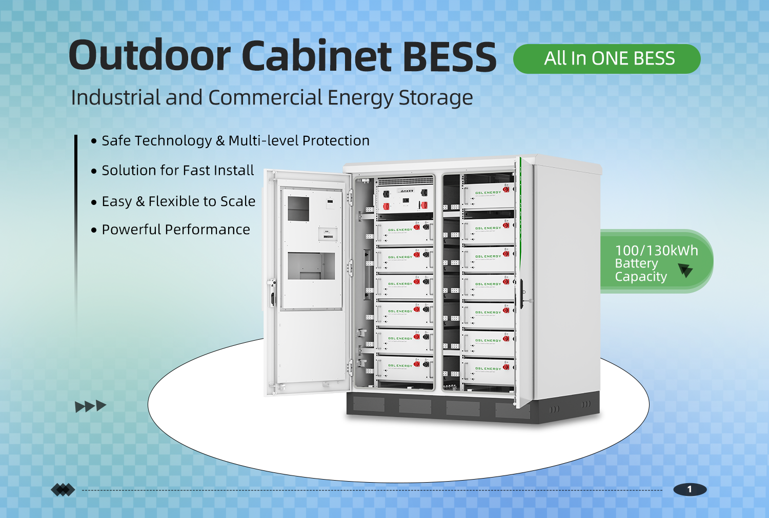 GSL Energy 50kW/100kWh Outdoor Alles-in-Einem-Schrank Energiespeichersystem