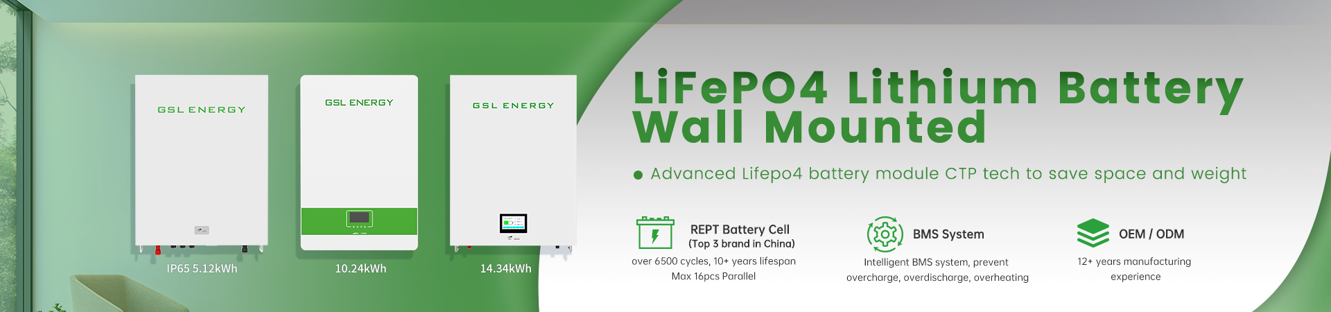 Batteria al litio Power Storage Wall da 5,12 kWh, 51,2 V, 100 Ah