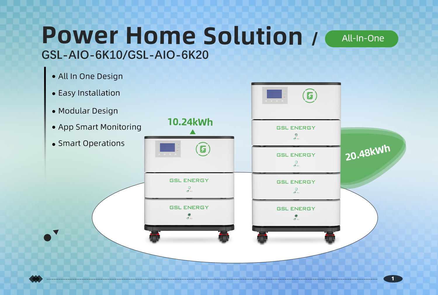 20 kWh Stackad energilagringssystem Trefas hybridomvandlare All-in-One-maskin