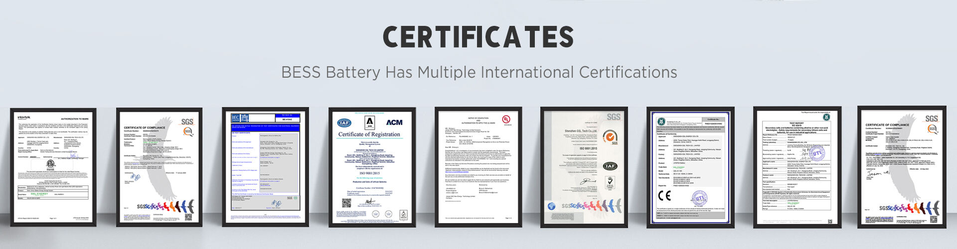 Série de certificados de produtos do Sistema de Armazenamento de Energia Industrial e Comercial (BESS)