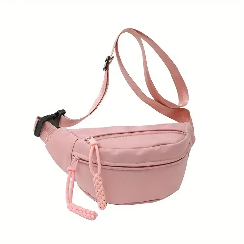 Ladies Pink Outdoor Casual Cross Body Nylon Sport Waist Bag