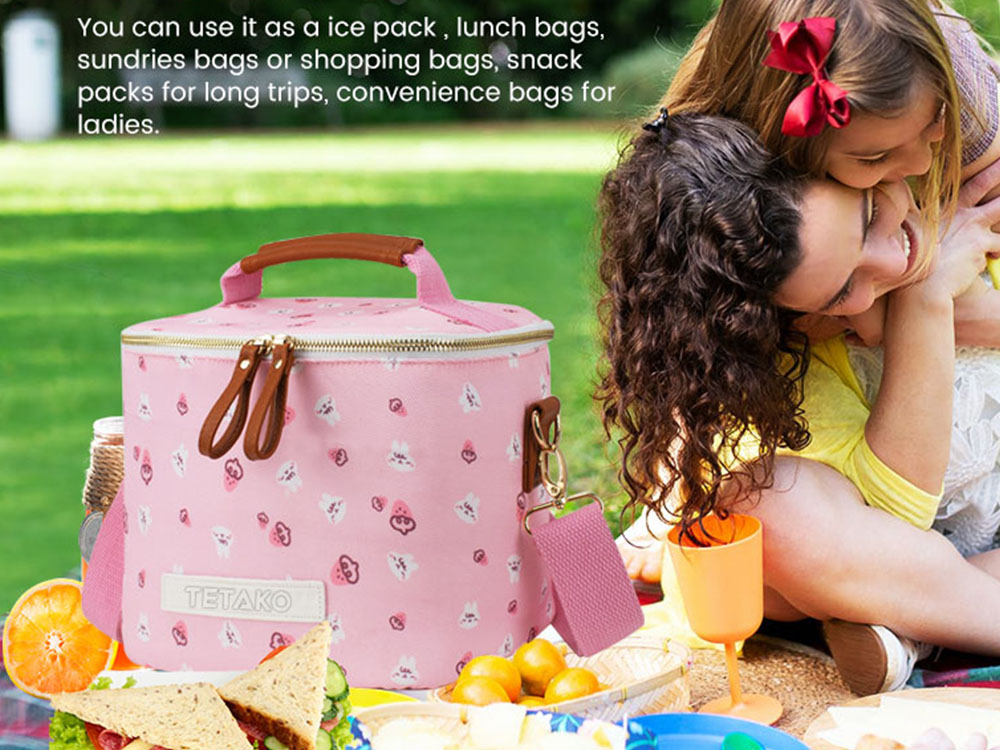 personalised pink insulated lunch bag for women