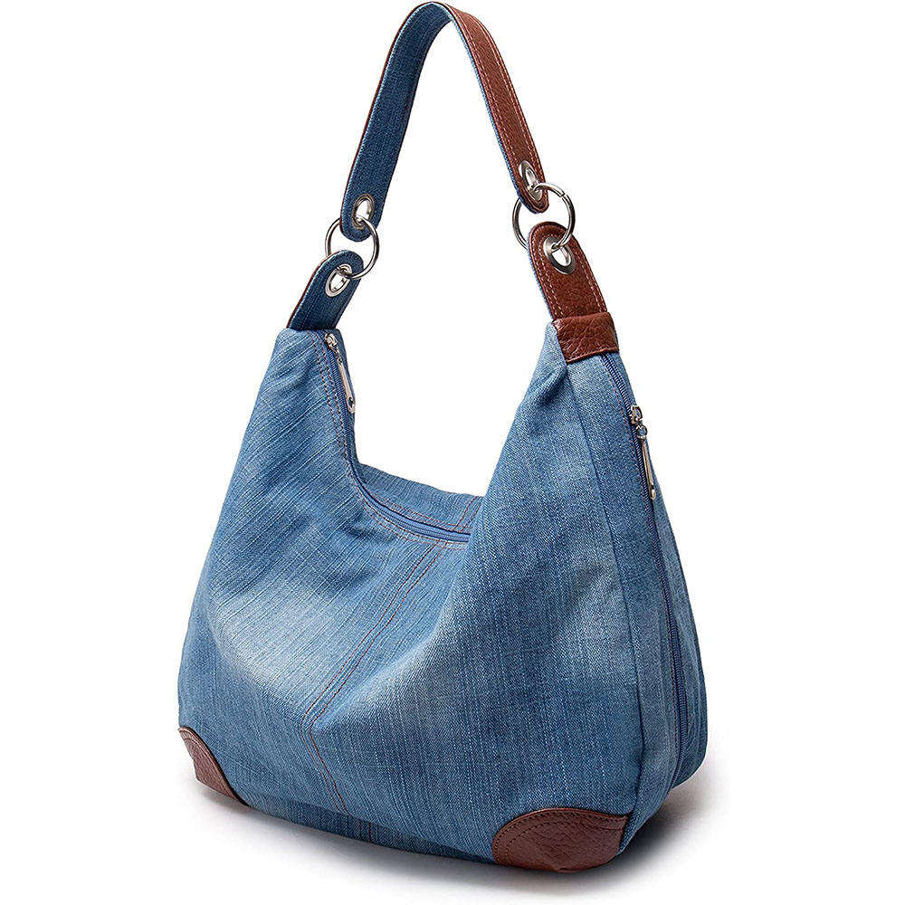 Lady Casual Daily Hobo Shopping Denim Shoulder Bag 