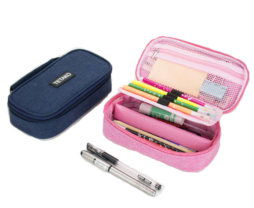 Promotion zipper stationery bag student pen pouch pencil cases with compartments