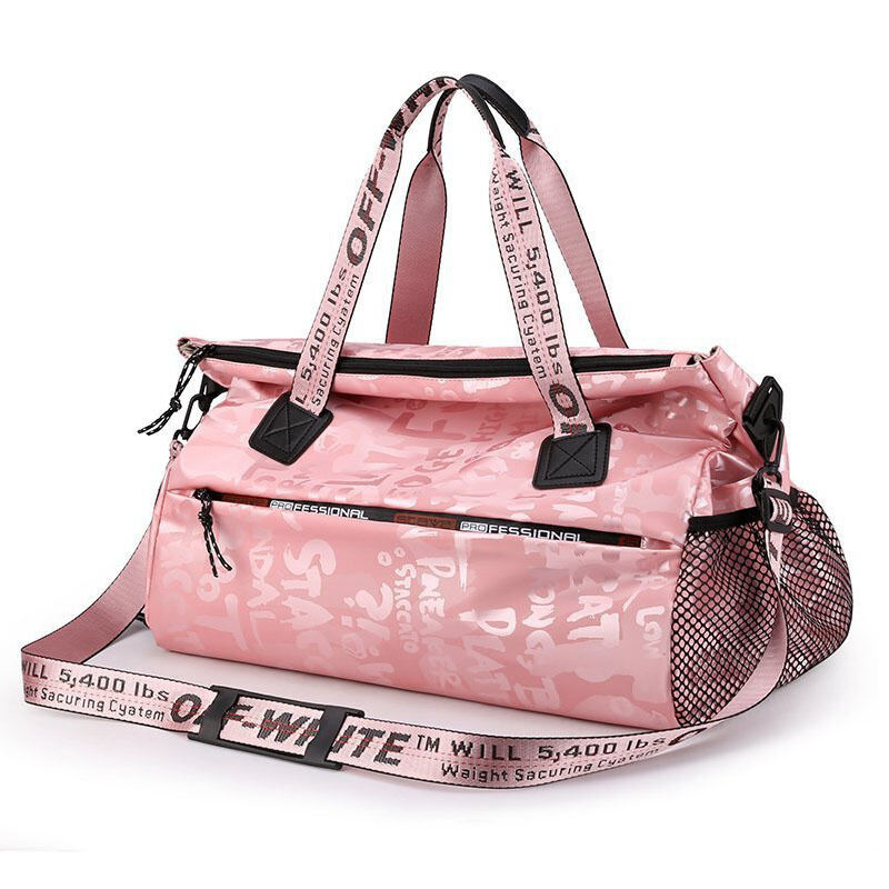 Custom Sport Waterproof Yoga Travelling Gym Pink Duffle Bag For Womens