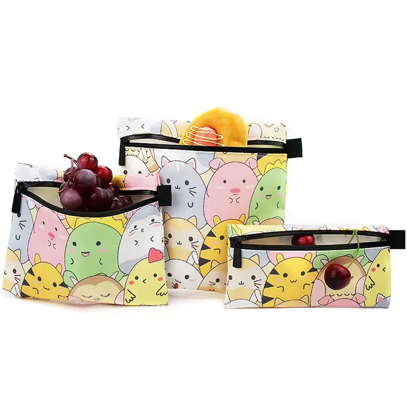 Eco Friendly Insulated Reusable Snack Bag Fabric Printed Sandwich Bags