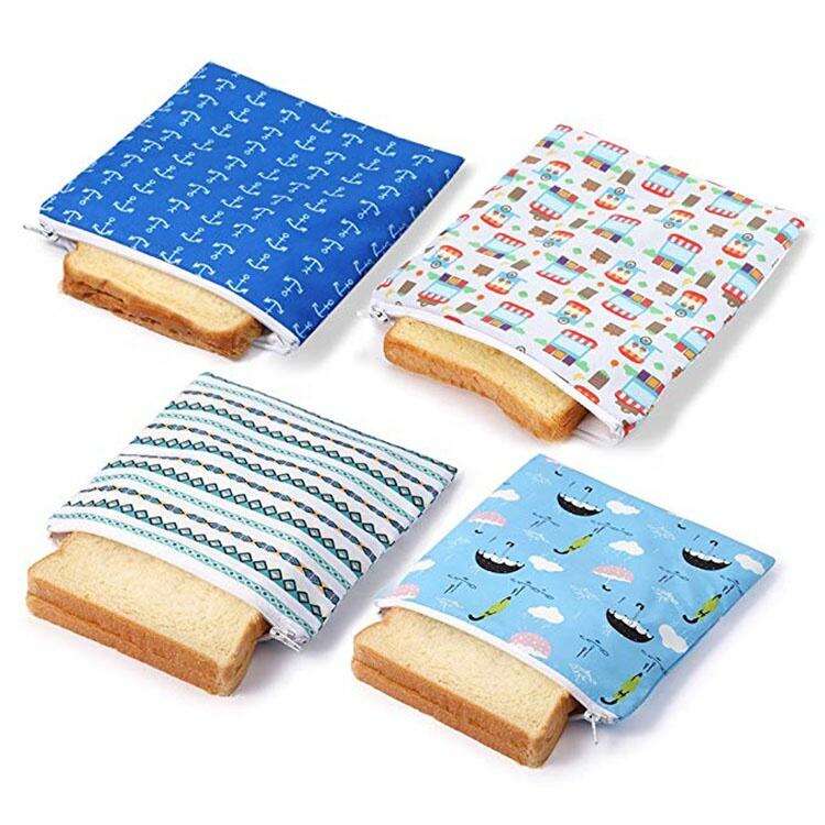 Wholesale Kids Reusable Sandwich Food Storage Packaging Cooler Custom Printed Snack Bags