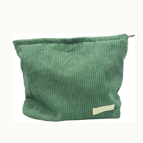 Corduroy Ladies Cosmetic Bag Large Capacity Canvas Cosmetic Bag Travel Toiletry Bag Accessories Organizer Grass Green