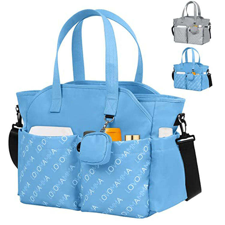 Large Capacity Custom Mommy Bag Portable Women Casual Travel Baby Diaper Tote Bag With Insulated Pockets