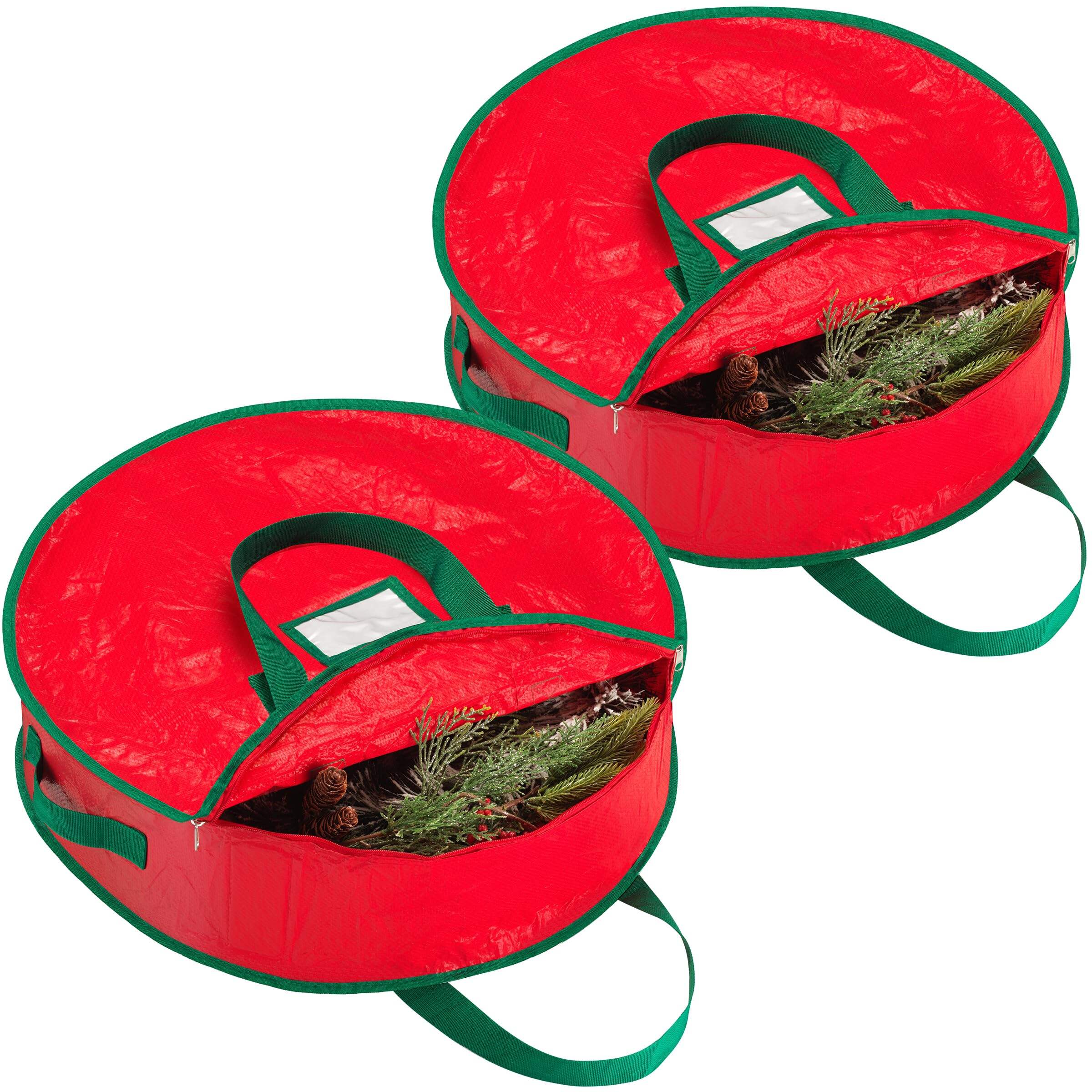 Large Capacity Round Container Holiday with Handles Gift Custom Christmas Wreath Storage Bag