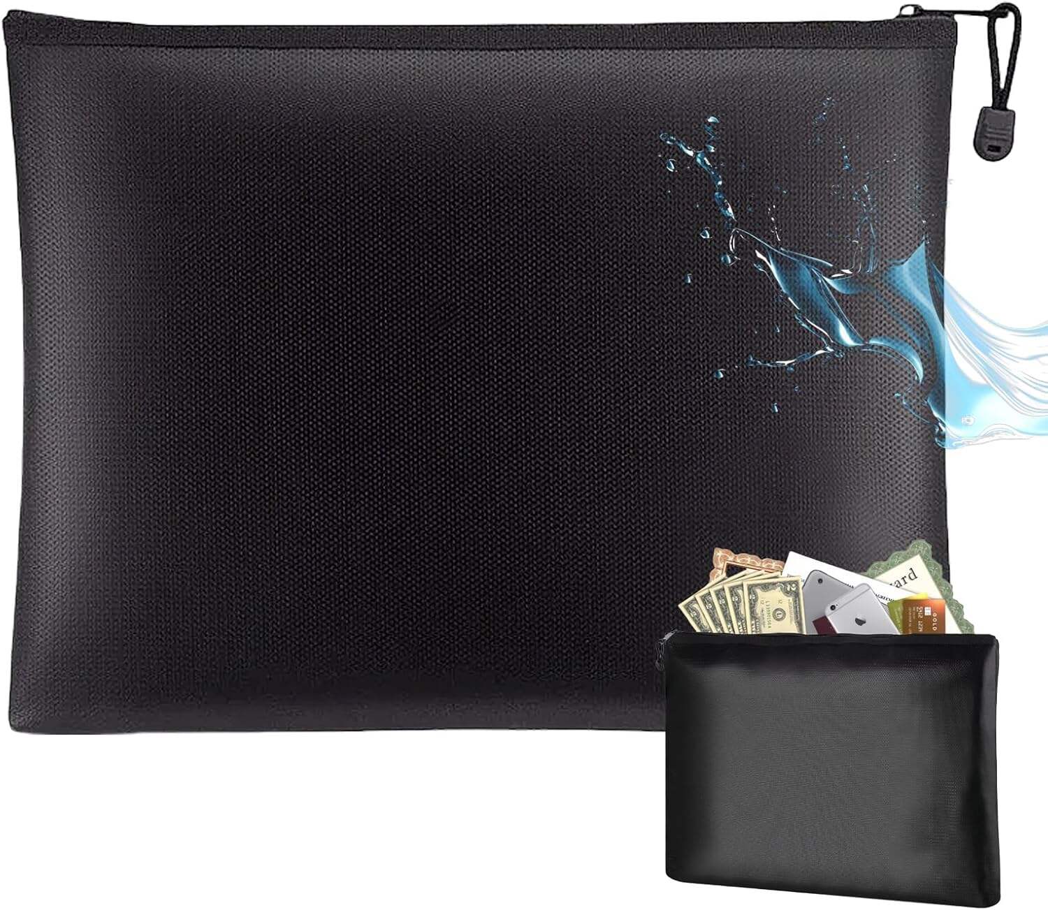 Waterproof Fireproof Walle Safe Waterproof Wallet Small Fireproof Document Bag 360° Waterproof Fireproof Bag for Documents Money Passport Bank File and Cash