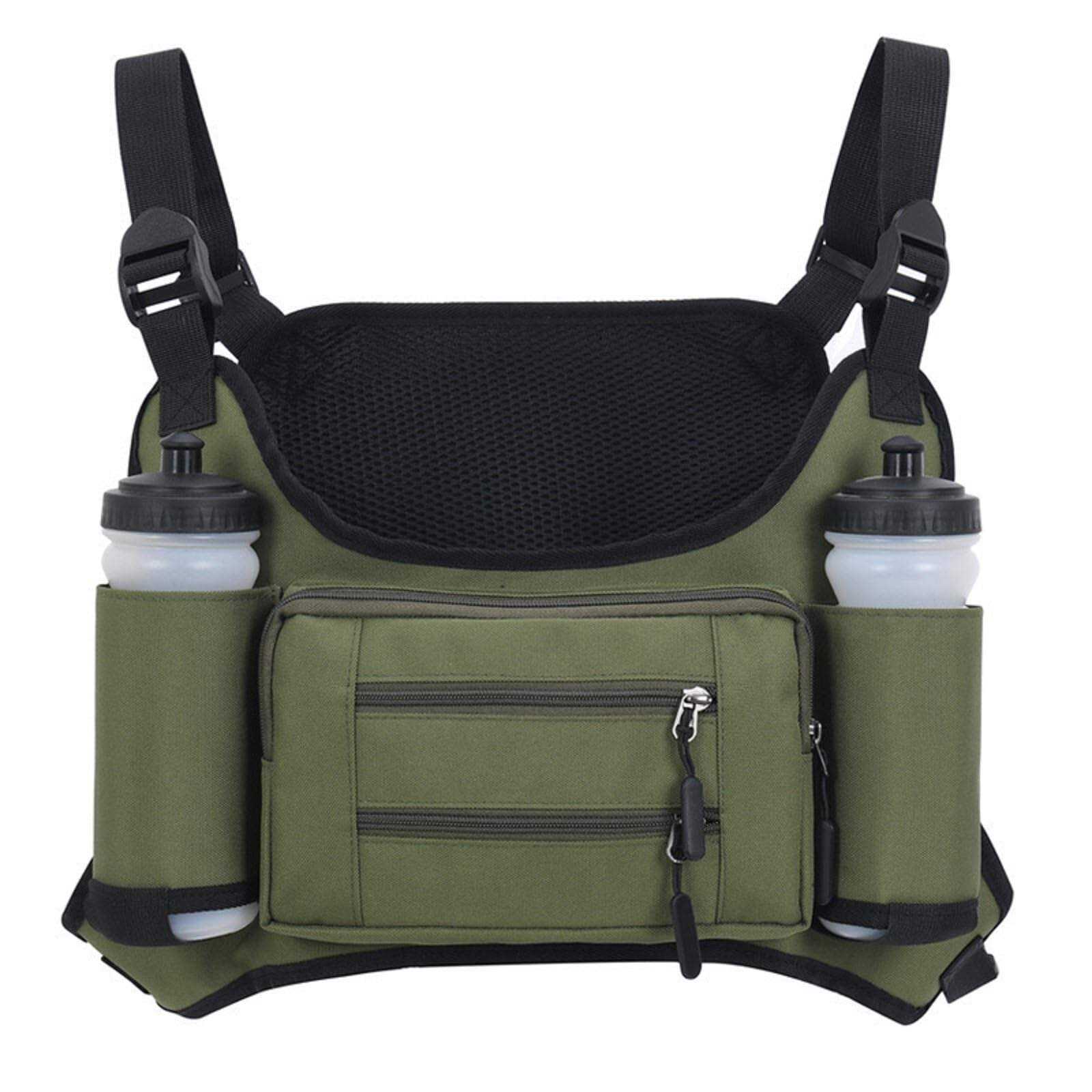 Running Workout Tactical Men's Vest Bag Sports Chest Pack With Water Bottle Pouch