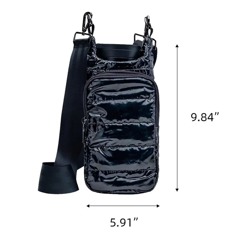 Insulated Puffy Water Bottle Carrier Cooler Bottle Holder Puffer Crossbody Sling Bag