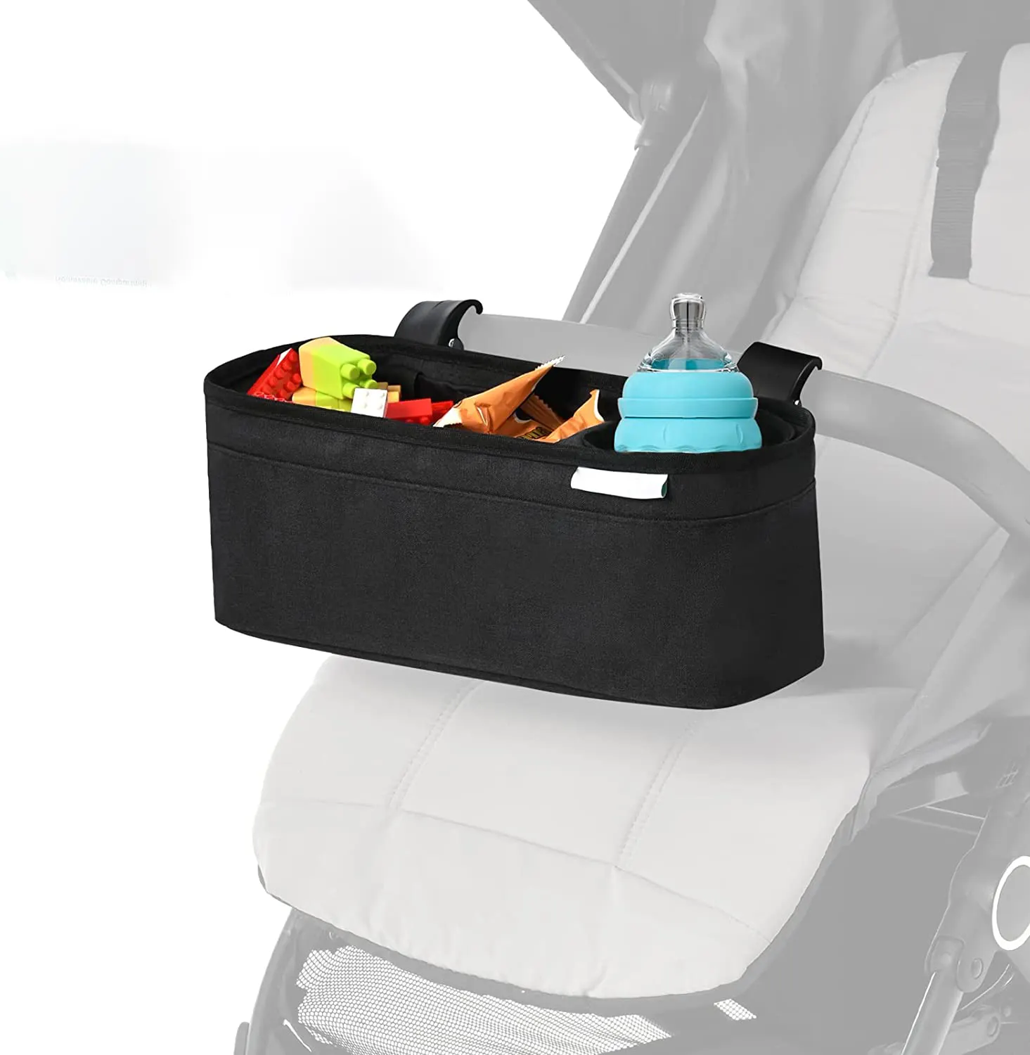 Outdoor Baby Stroller Organizer Snack Tray with Insulated Cup Holder