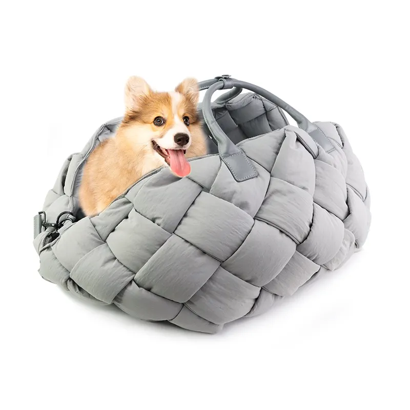 Soft Puffer Dog Car Seat Detachable Portable Travel Puppy Pet Carrier Bag