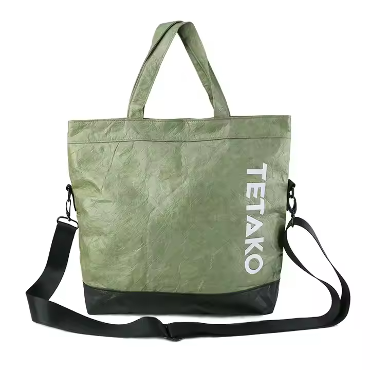 Women Large Custom Logo Eco-Friendly Tyvek Crossbody Tote Bag Shopping Handbag with Shoulder Strap
