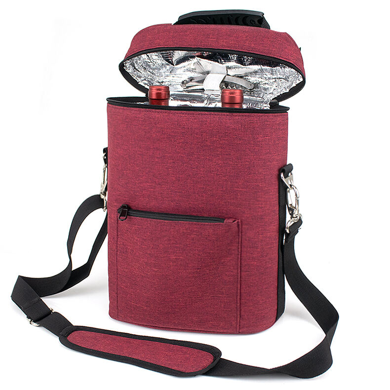 Insulated 2 Bottle Wine Carrier Tote Bag