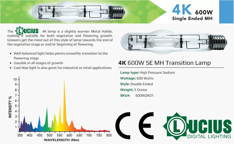 600W Single Ended MH Lamp 4K manufacture