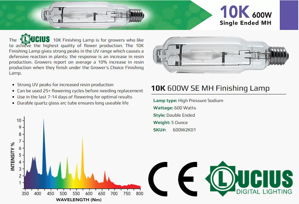 Fabryka lampy MH 600W z pojedynczą końcówką 10K