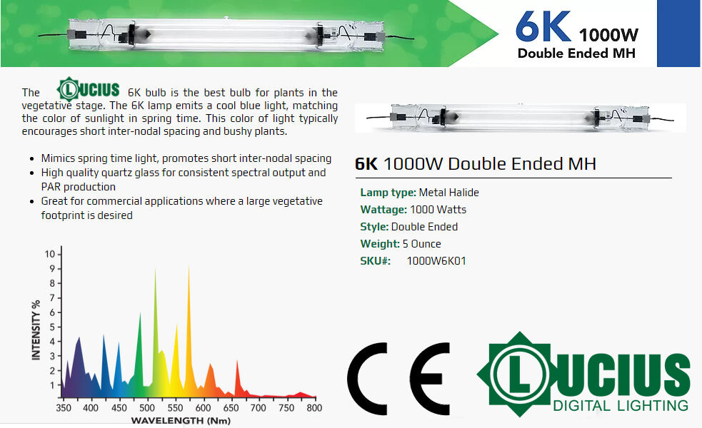 Dodavatel 1000W Double Ended MH Lamp 6K