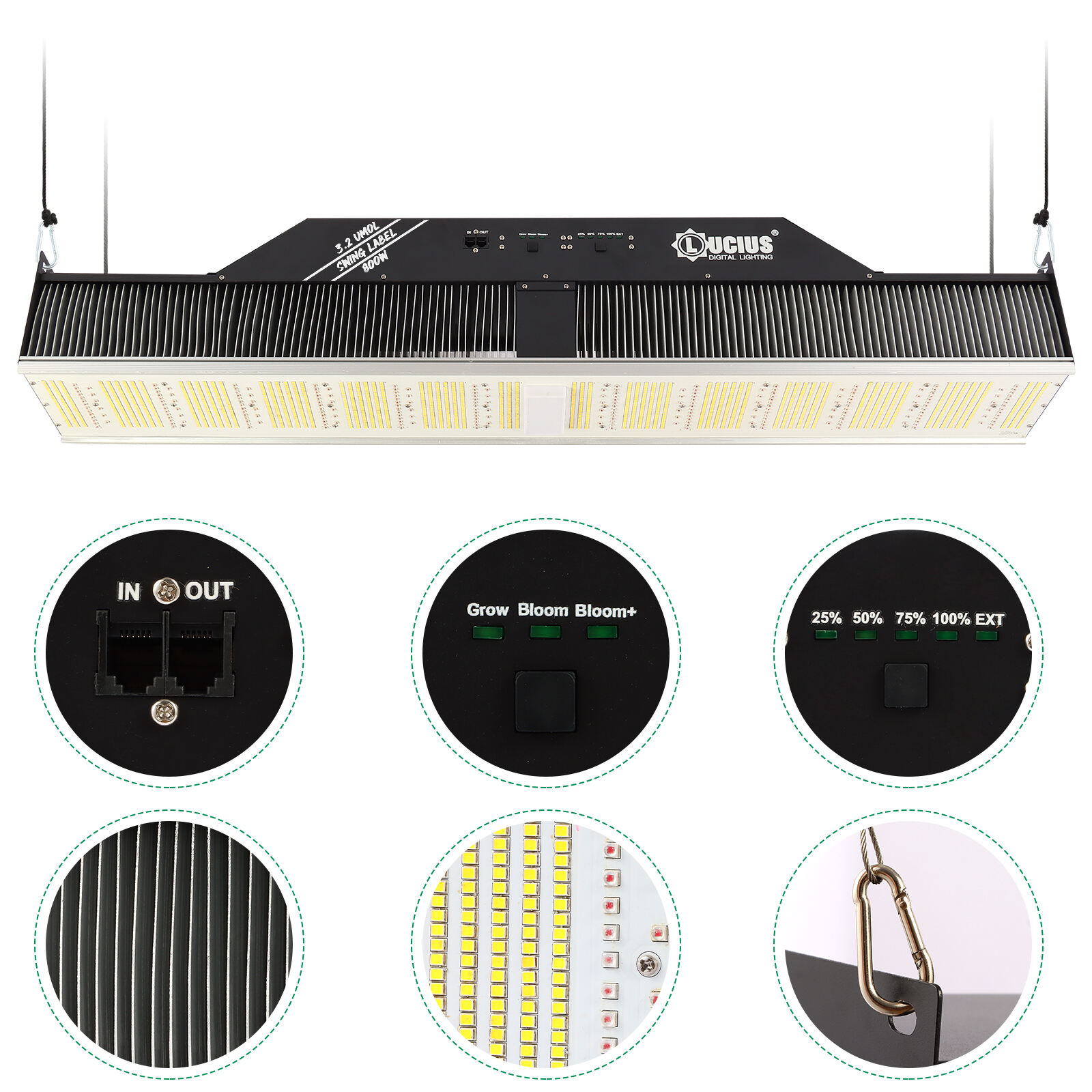 Lucius Swing Label 800W LM281B LED Grow TopLight with Full Spectrum