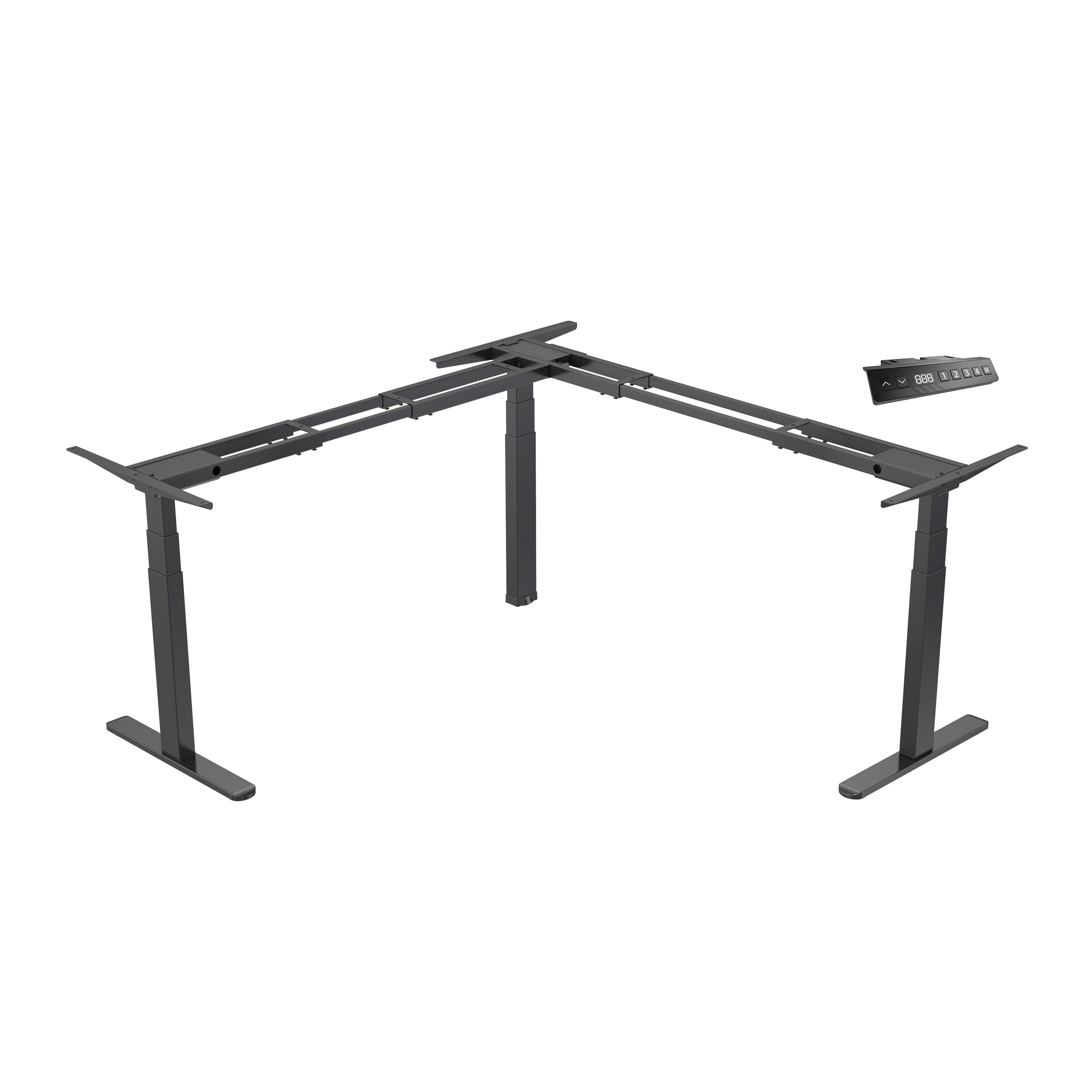 Scrivania elettrica a tre motori, a forma di L, con altezza regolabile | Scrivania da ufficio domestica con controllo a memoria V-MOUNTS JSD3-02-L-Z