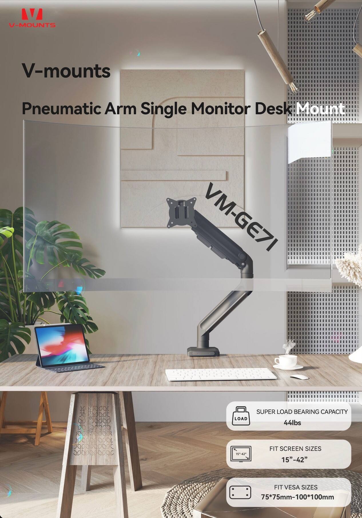 V-MOUNTS Braccia per Monitor a Molle Idrogeno GE71