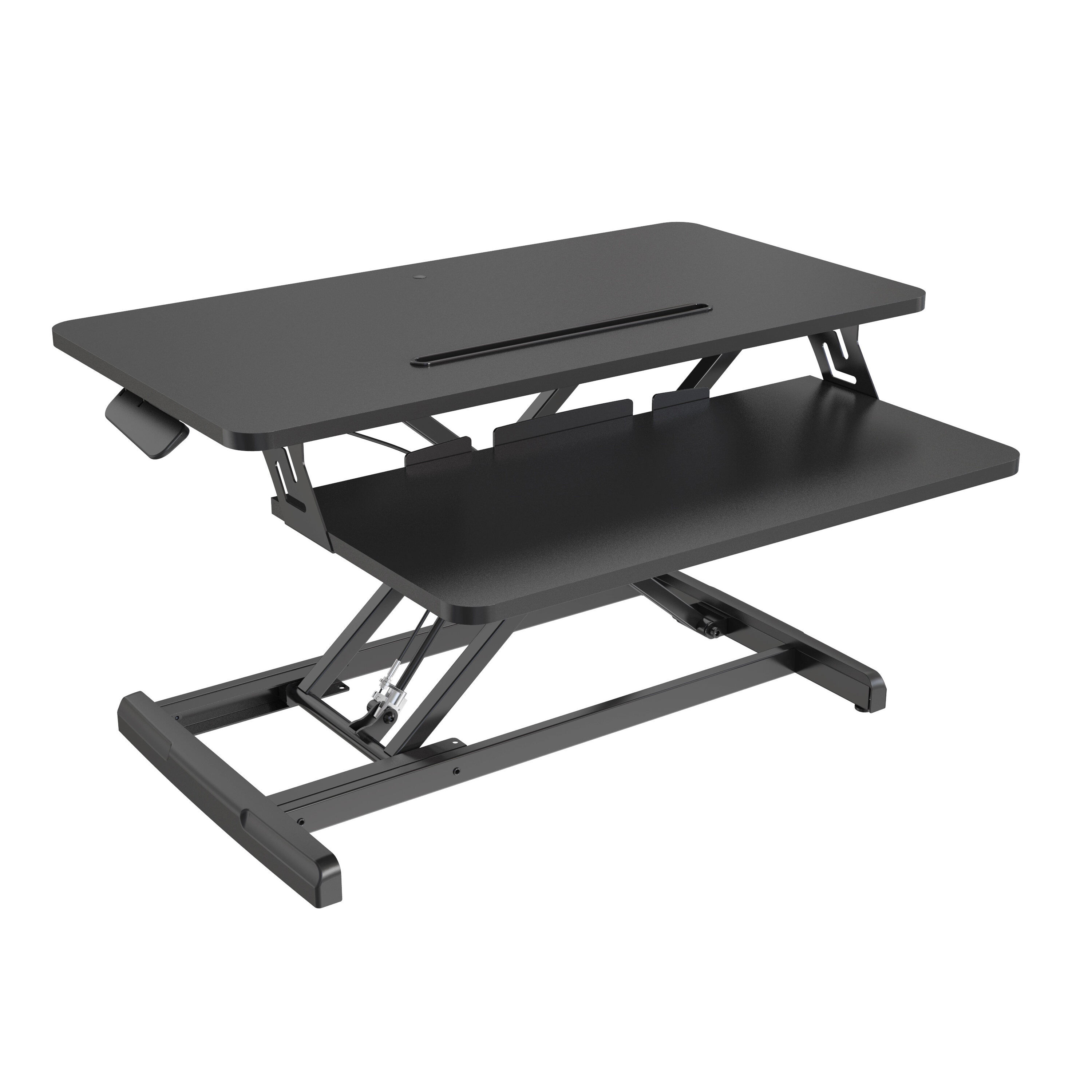 Sit Stand Desk Converter with Retractable Tray and Pen Slot | V-MOUNTS VM-GSD66HC-30PB