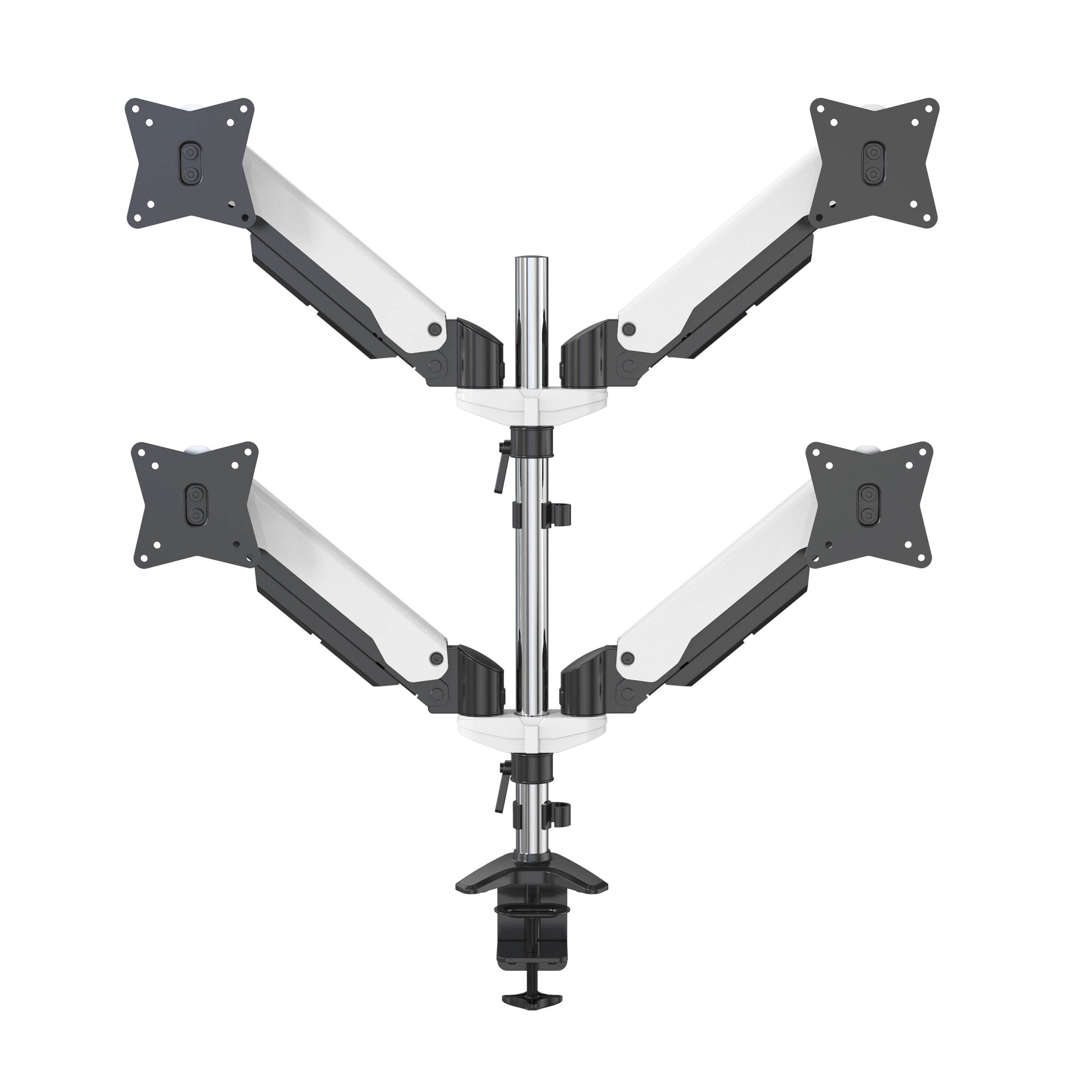 Gasfeder-Vierfach-Monitor-Desktophalterung mit Kabelmanagement und einfacher Installation – V-MOUNTS VM-GA44
