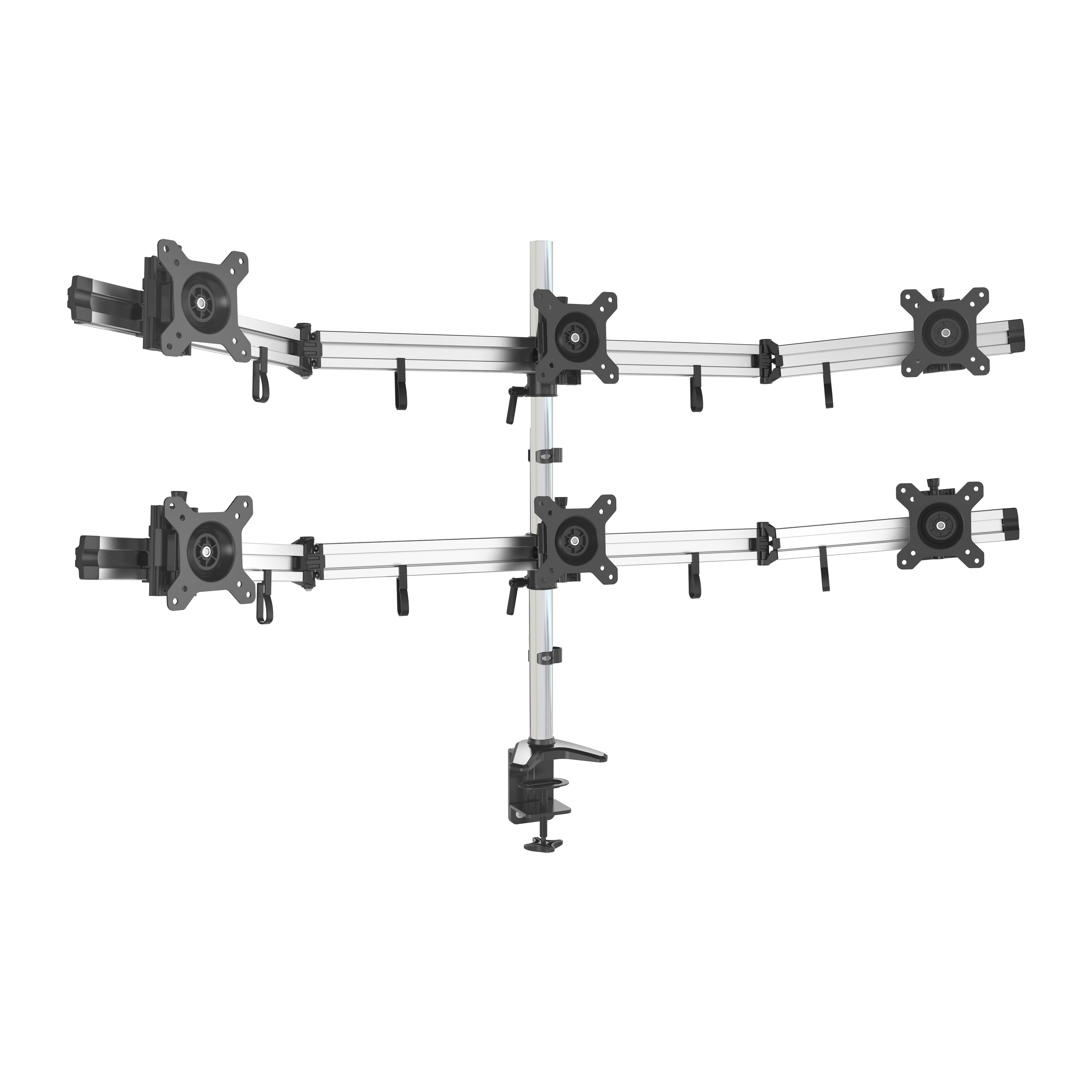 soporte de montaje con pinza C para 6 monitores con brazos ajustables - V-MOUNTS VM-MP260CL