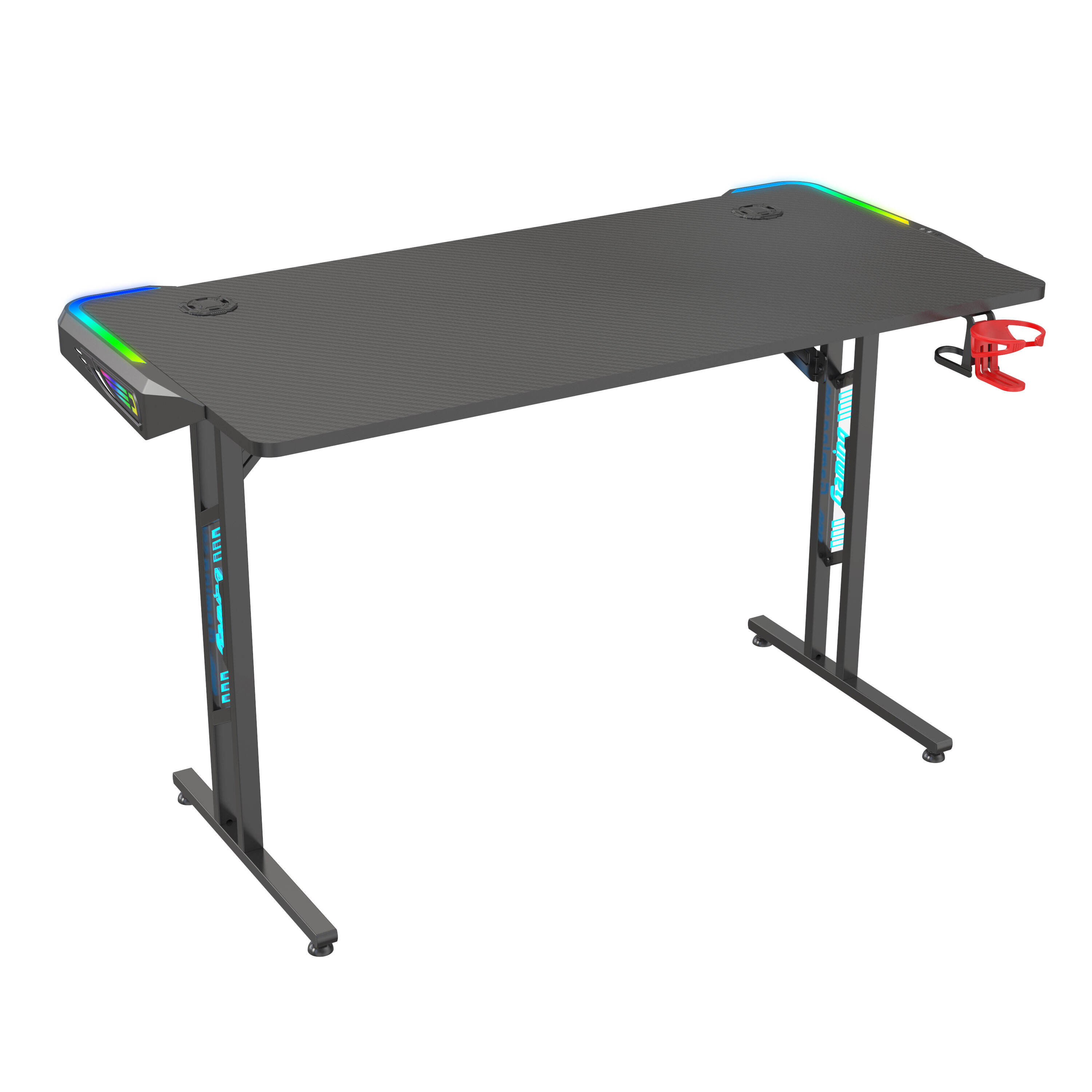 RGB Gaming Desk with Double-Sided Marquee Lighting & T-Legs – V-MOUNTS VM-GT02-P