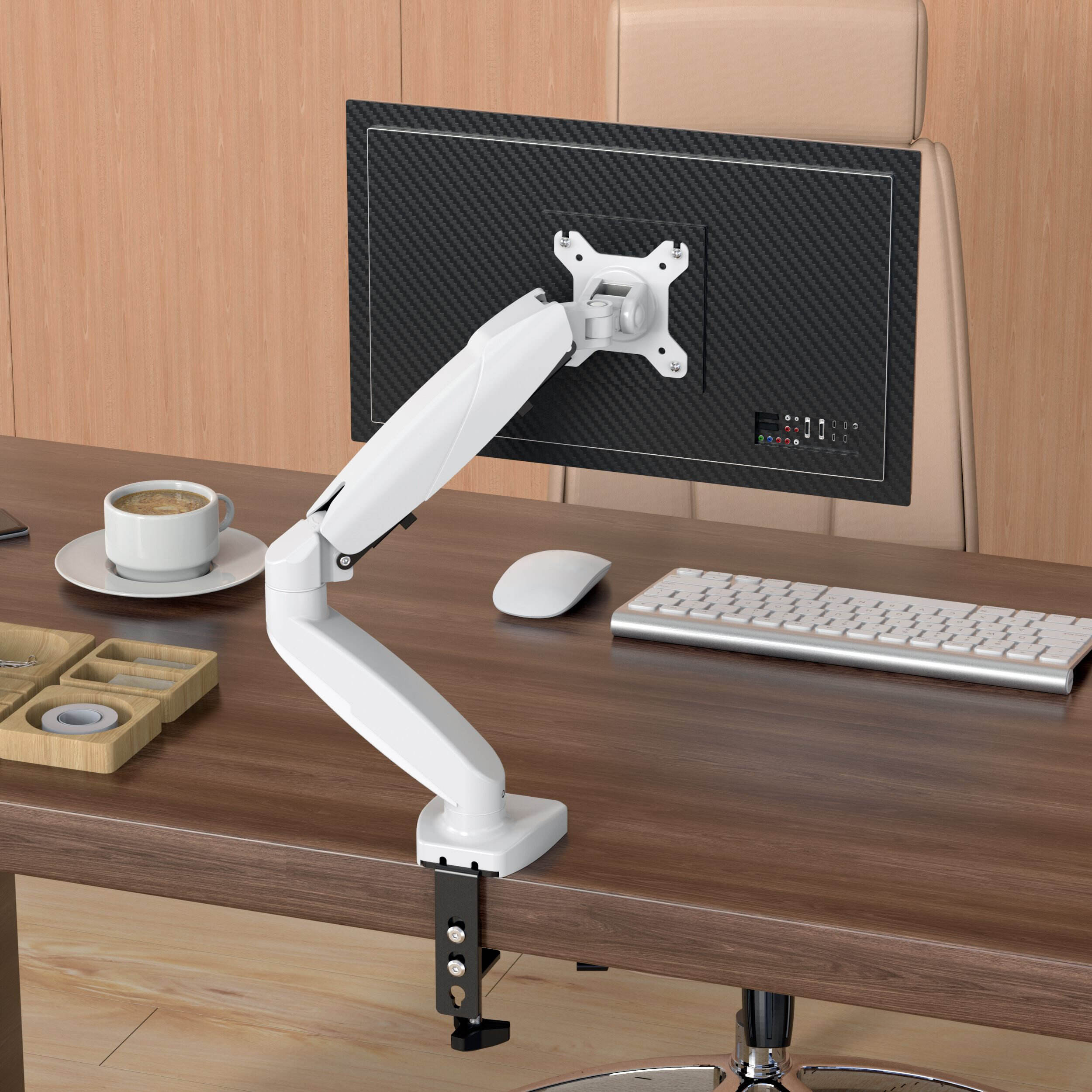 Height Adjustable Gas Spring Desktop Monitor Arm with Clean Cable ...