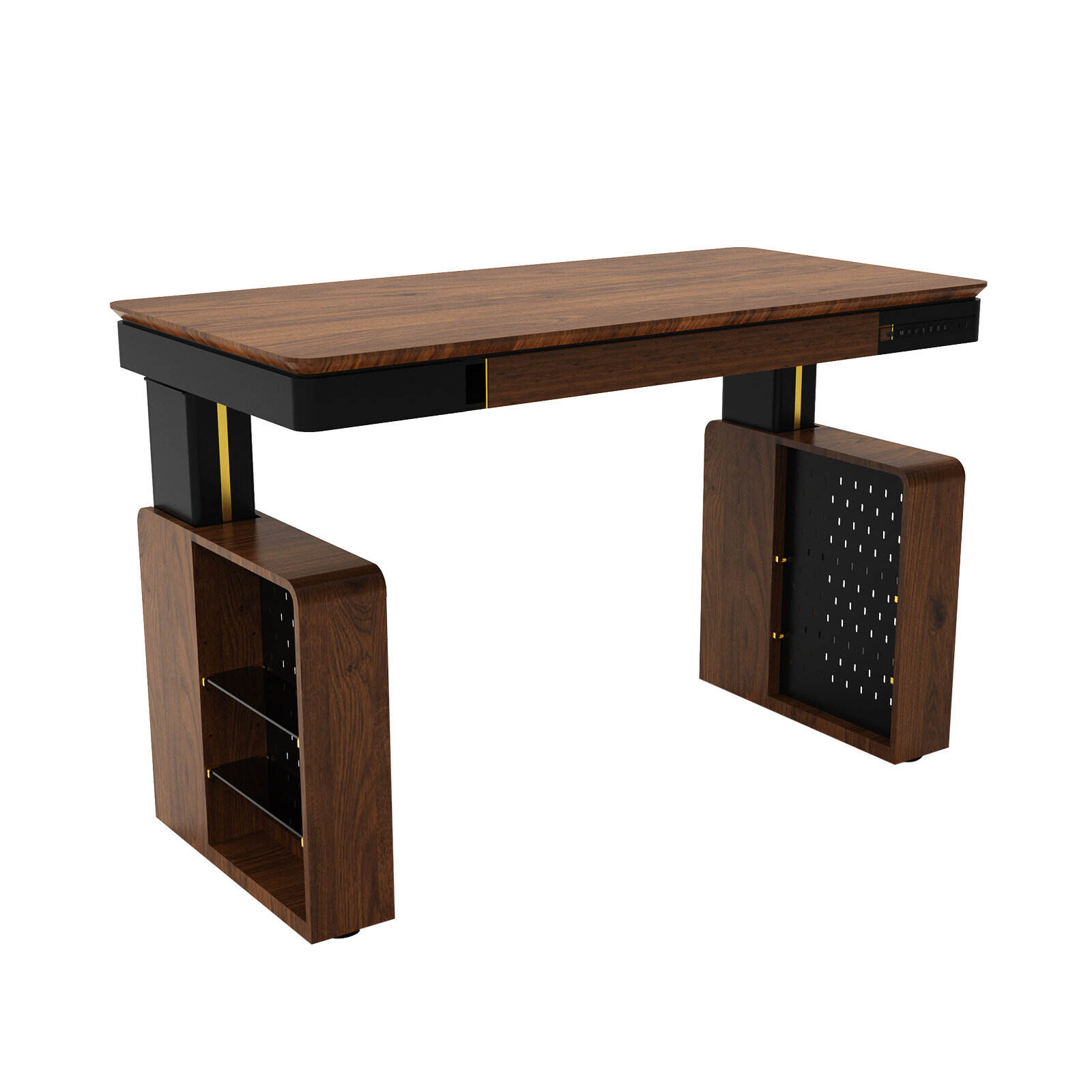 Escritorio doméstico ajustable de pie con doble motor, luz LED y almacenamiento para patas – V-MOUNTS JSD2-02-M2