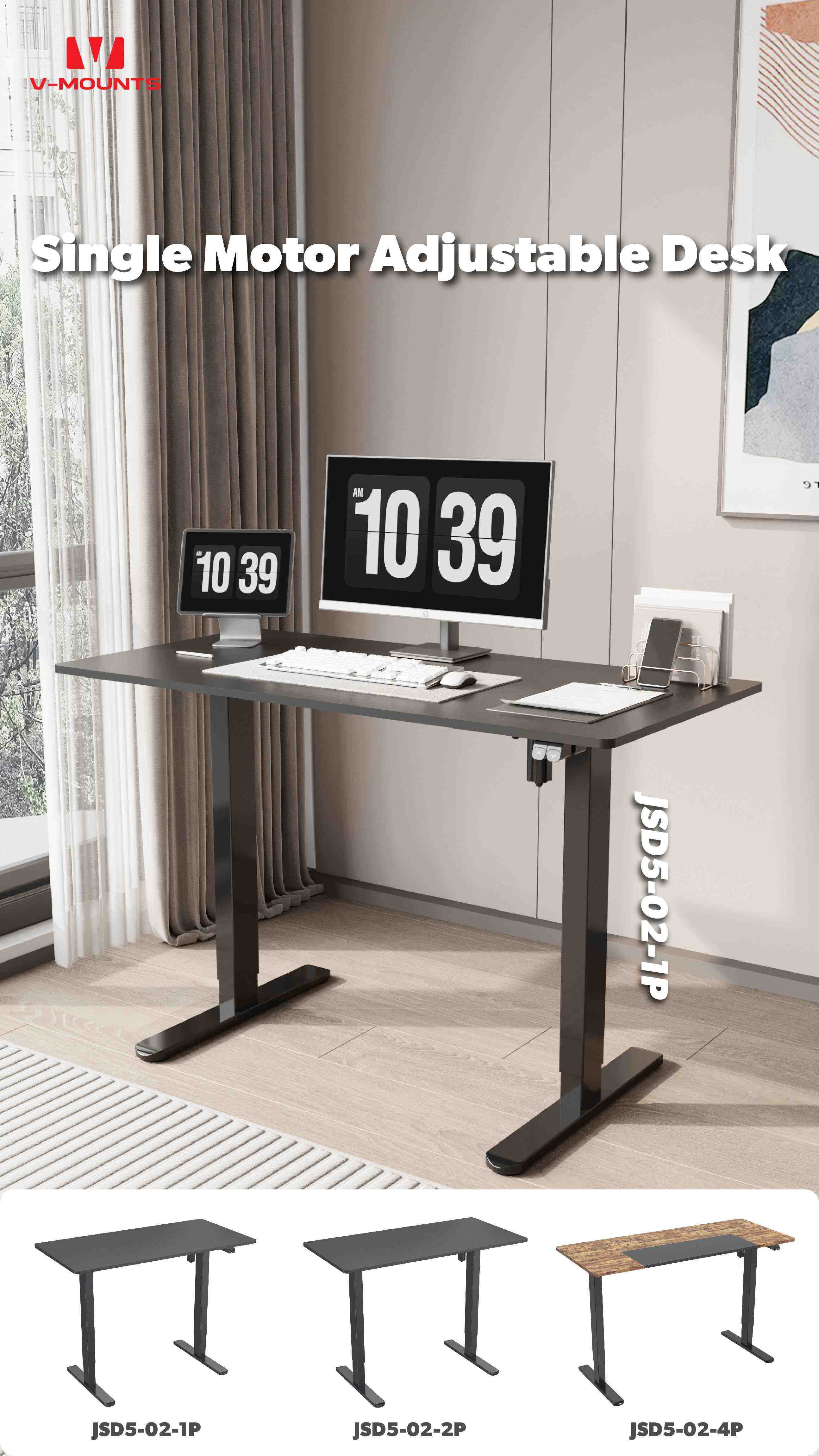 V-MOUNTS Scrivanie Elettriche da Seduti a in Piedi JSD5-02-1P 2P 4P