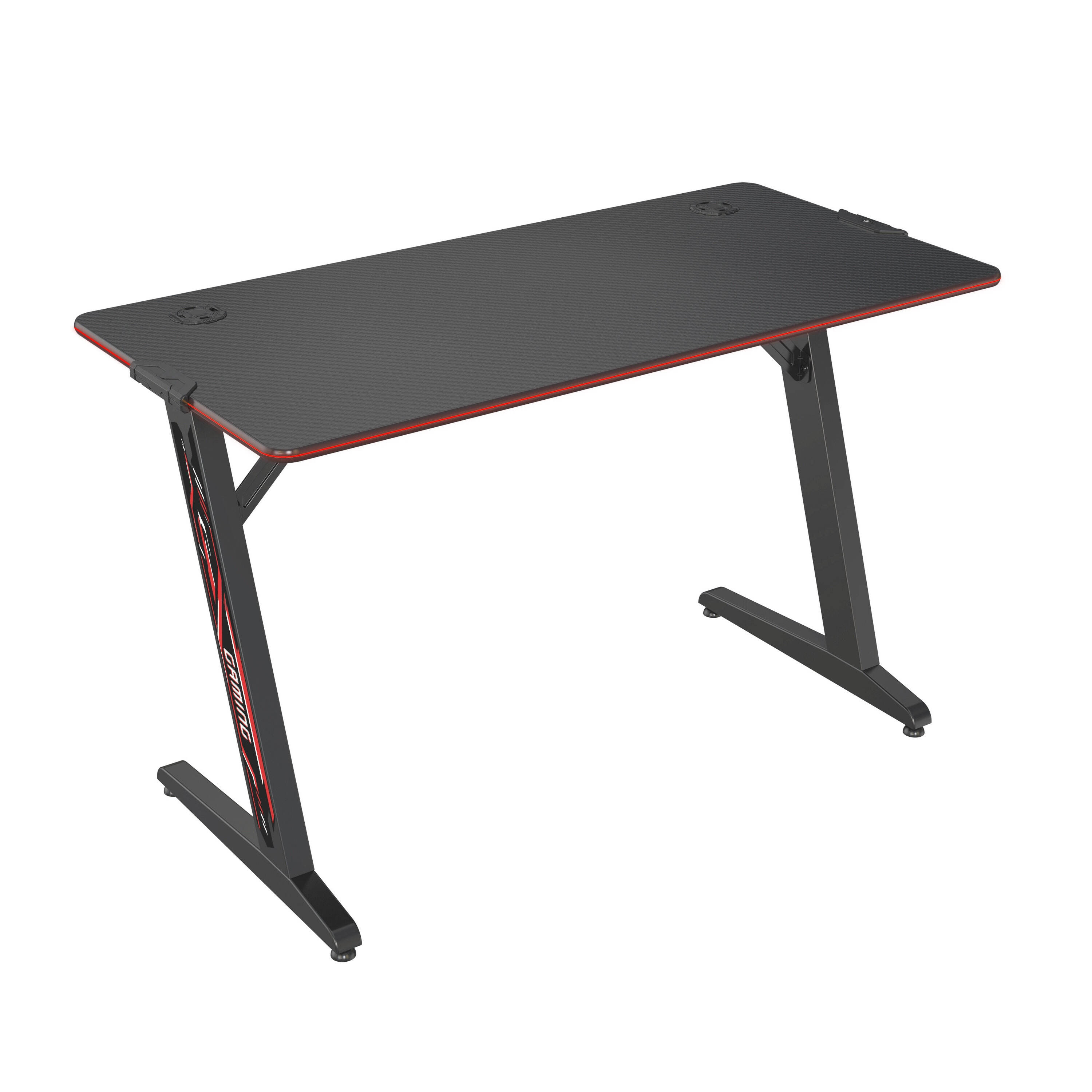 RGB Gaming Desk with Carbon Fiber Surface & Z-Shaped Steel Legs –V-MOUNTS VM-GT01-D