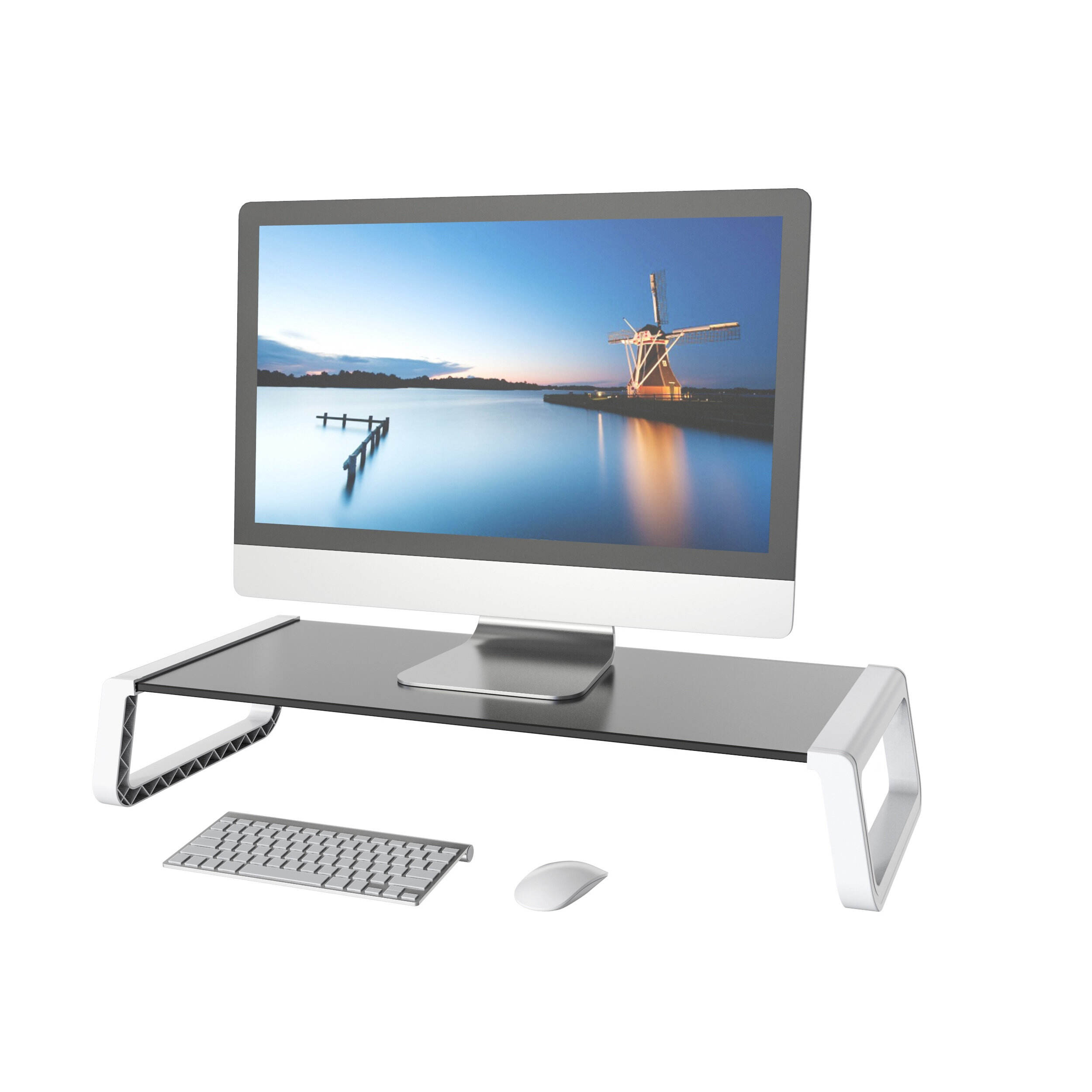 Ergonomic Monitor Riser Stand with Keyboard Storage – V-MOUNTS VM-MR09C ...