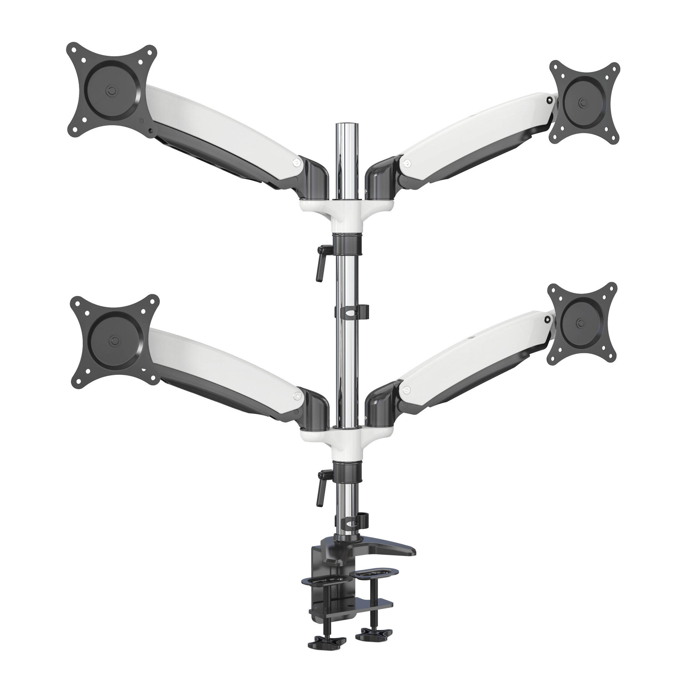 Kantoor aluminium mechanische veer monitoren voor 4 schermen met kabelbeheer – V-MOUNTS VM-DS144D