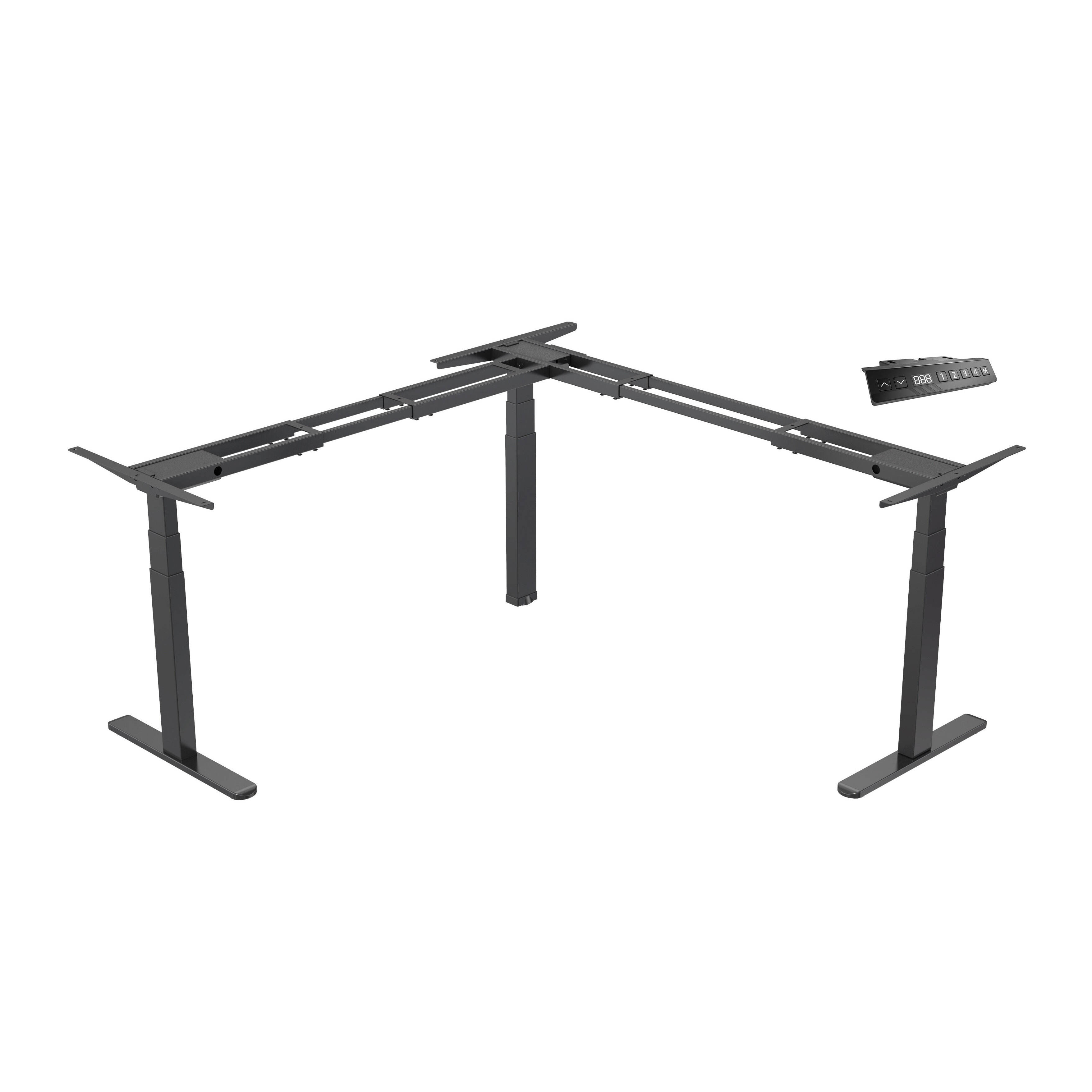 Triple Motor L-Shaped Electric Standing Desk | Height Adjustable Home Office Desk with Memory Controller – V-MOUNTS JSD3-02-L-Z